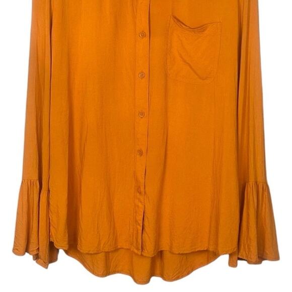 BeachLunchLounge Collared Button Front Long Sleeve Semi-Sheer Top Womens M - Picture 6 of 10